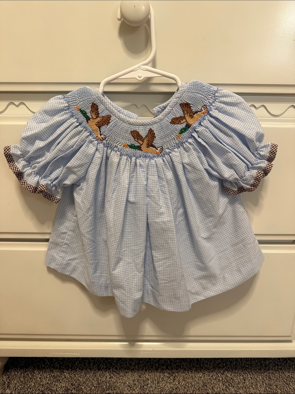 Southern Sunshine Smocked Girls' Top with Duck Embroidery